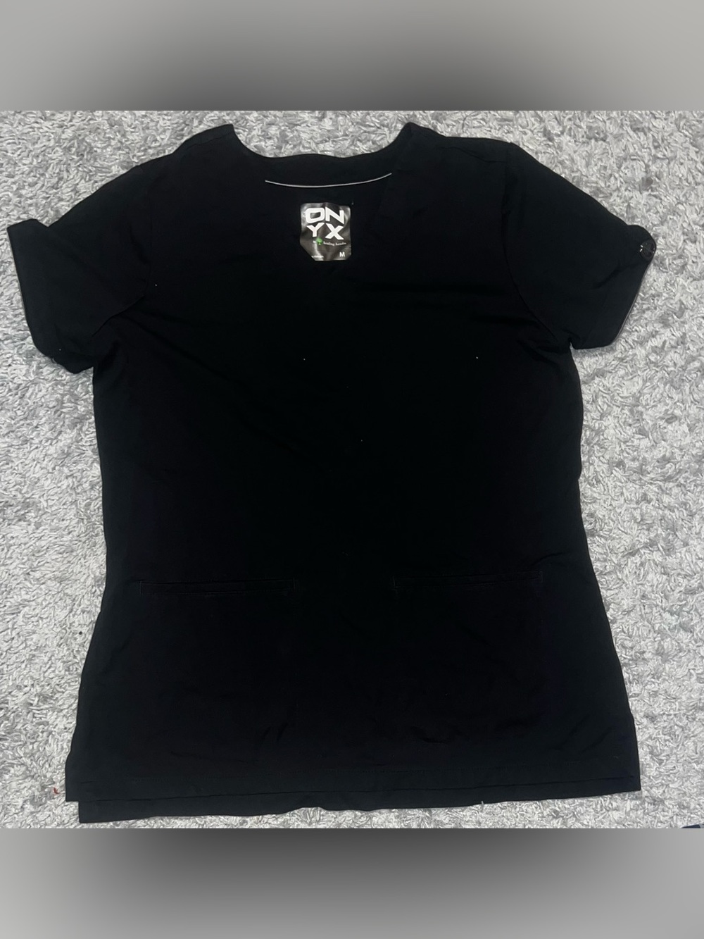 Onyx Black Short Sleeve Scrub Top